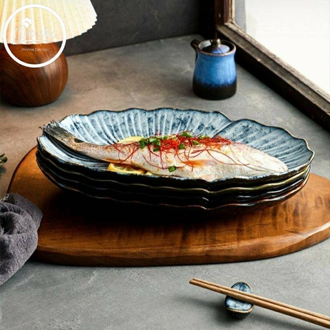 Dĩa oval lá sen hỏa biến- Sapo collection