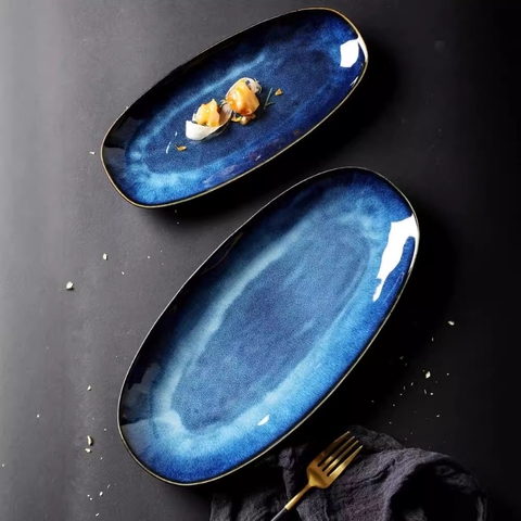 Dĩa Oval Hỏa Biến Indigo