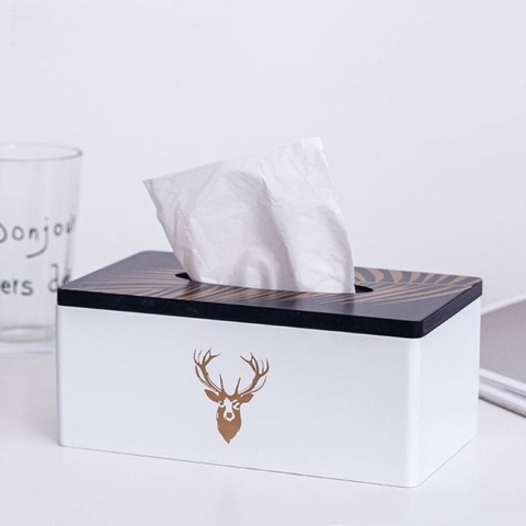 Hộp giấy ăn gỗ trắng