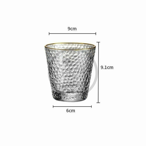 Ly Thủy Tinh Vỏ Sần viền vàng