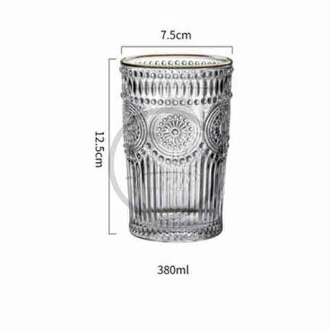 Ly Thủy Tinh Hoa Mặt Trời viền vàng