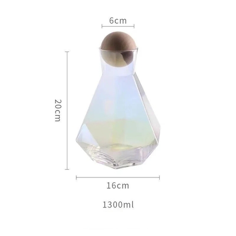 Bình thủy tinh  kim cương nắp gỗ tròn