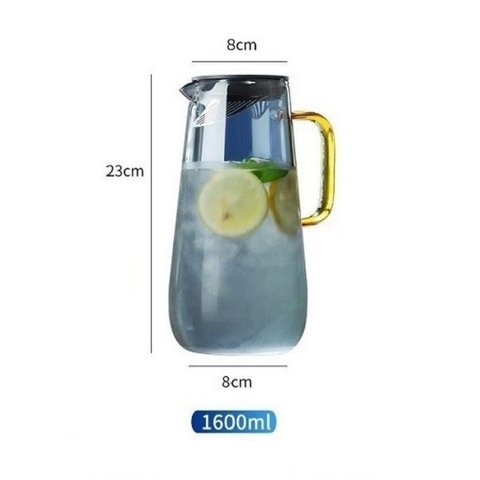 Bình thủy tinh xám khói quai vàng