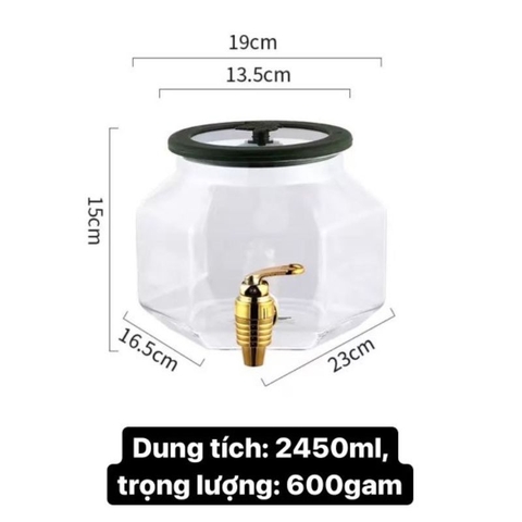 Bình Thuỷ Tinh 2,5L Nắp Lá
