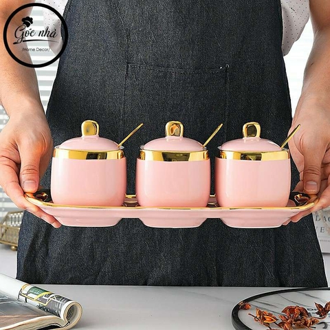 Set 3 hũ gia vị sứ