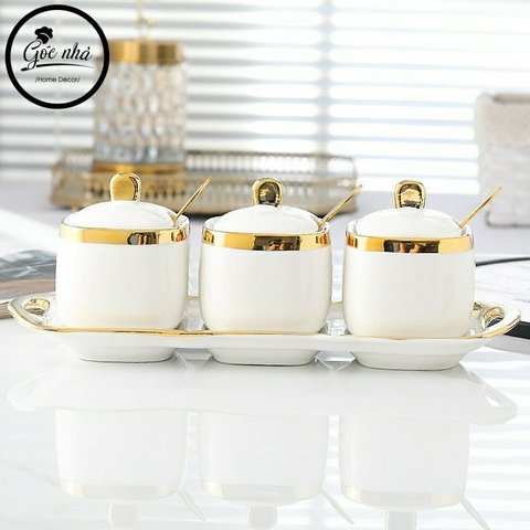 Set 3 hũ gia vị sứ