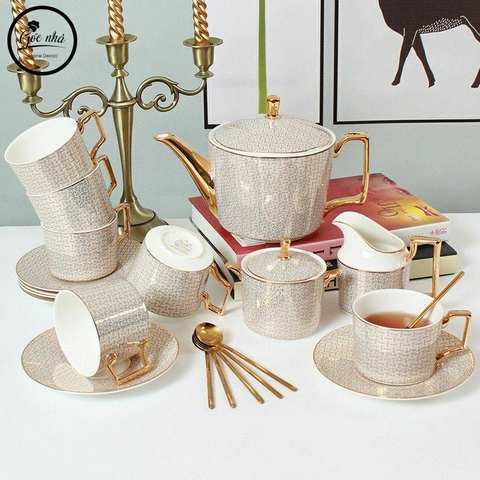 Set Trà Ấm Sứ Xương Lancaster Cao Cấp