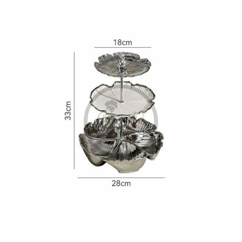 Khay bánh silver Floral