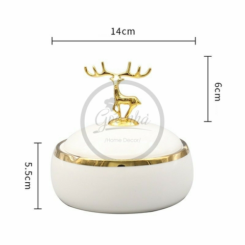 Gạt tàn nắp hươu men trơn Ashtray Deer