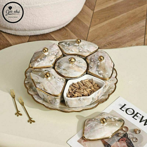 Khay mứt xà cừ 5 cánh- đế xoay