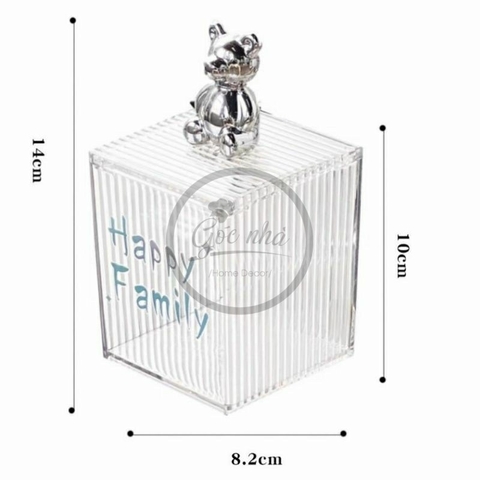 Hộp Mica Đựng Đồ Dùng Cá Nhân Nắp Gấu