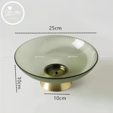 Khay trái cây thủy tinh chân đồng