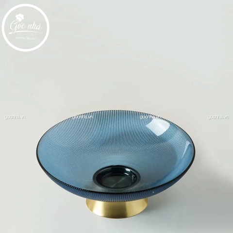 Khay trái cây thủy tinh chân đồng
