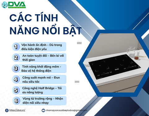 BẾP TỪ DVA – TÍNH NĂNG NỔI TRỘI AN TOÀN CHO CĂN BẾP