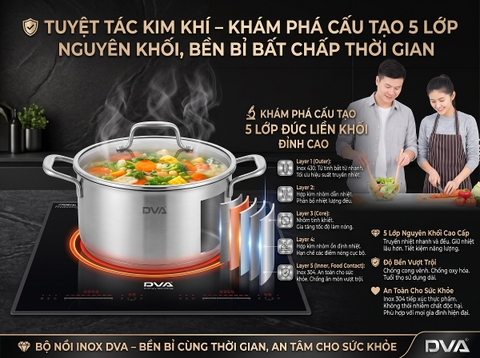 Tuyệt Tác Kim Khí: Khám Phá Cấu Tạo 5 Lớp Nguyên Khối Bền Bỉ Bất Chấp Thời Gian Của Bộ Nồi DVA