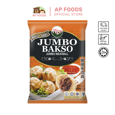 Cá viên nhân thịt bò FIGO Malaysia 500g - Jumbo Bakso - Viên Thả Lẩu Malaysia