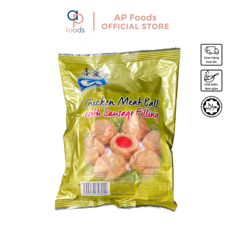 Gà viên nhân xúc xích Ci Malaysia 200g - Chicken meatball with sausage filling Ci 200g - Viên Thả Lẩu Malaysia