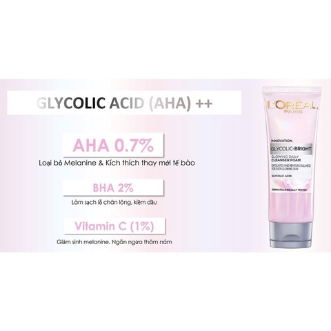 Sữa Rửa Mặt LOreal Paris Glycolic Bright Sáng Da 100ml
