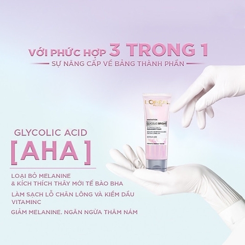 Sữa Rửa Mặt LOreal Paris Glycolic Bright Sáng Da 100ml