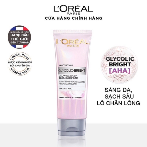 Sữa Rửa Mặt LOreal Paris Glycolic Bright Sáng Da 100ml