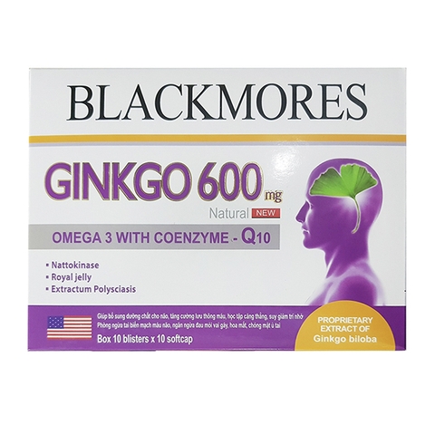Viên uống Blackmores Ginkgo 600mg Omega 3 with Coenzyme Q10, hộp 100 viên