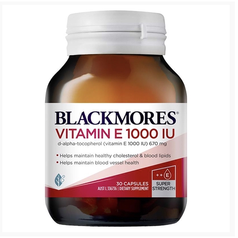 Viên uống Blackmores Natural Vitamin E 1000IU, hộp 30 viên