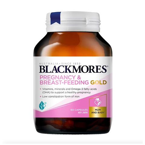Viên uống bổ sung vitamin cho bà bầu Blackmores Pregnancy And Breastfeeding Gold, hộp 60 viên