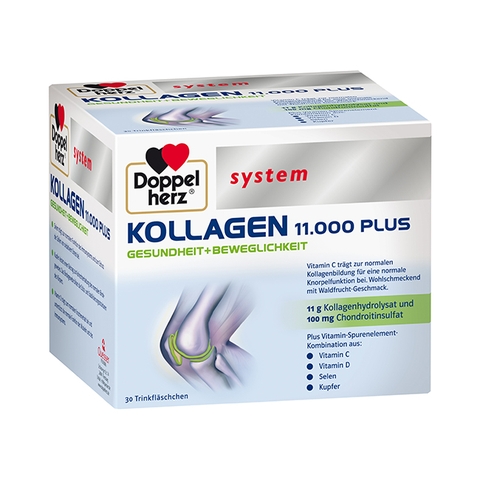 Collagen Thủy Phân Doppelherz Kollagen 11.000 Plus, hộp 30 ống x 25 ml
