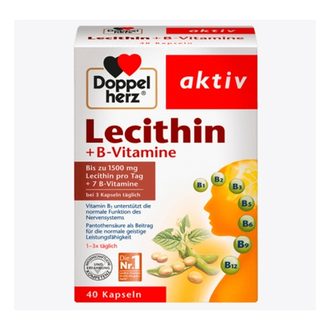 Mầm Đậu Nành Doppelherz Lecithin 1500mg + Vitamin B, hộp 40 Viên