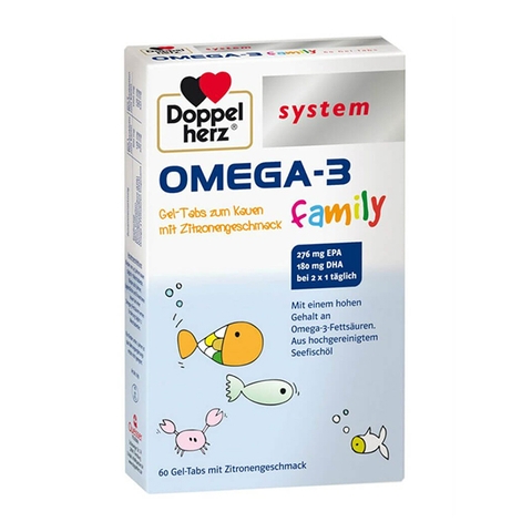 Viên nhai Doppelherz Omega 3 Family, hộp 60 viên