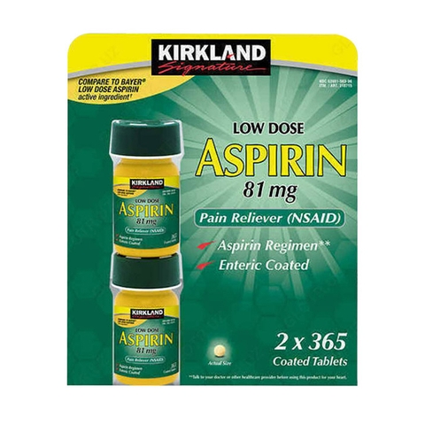 Kirkland Low Dose Aspirin 81mg 2 chai x 365 viên