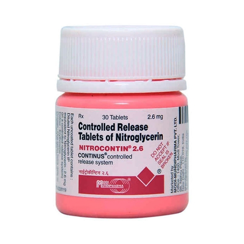 Thuốc tim mạch Nitrocontin 2,6mg Chai 25 viên