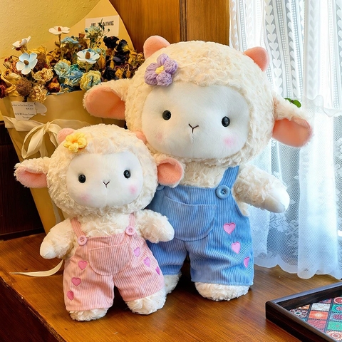 gấu bông cừu mặc Yếm nơ