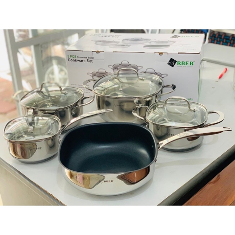 BỘ NỒI CHẢO INOX 304 5 CHIẾC ARBER NATURAL QUARTZ