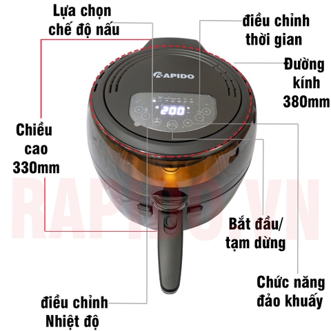 Nồi chiên không dầu Rapido RAF6.5M 6.5 lít