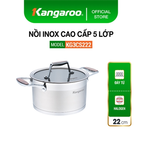 NỒI INOX ĐƠN VUNG KÍNH SIZE 22CM KG3CS222
