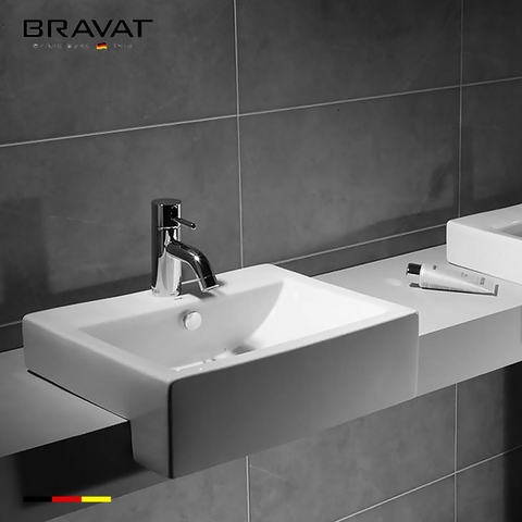 Chậu rửa mặt lavabo cao cấp Bravat C2295W-1-ENG