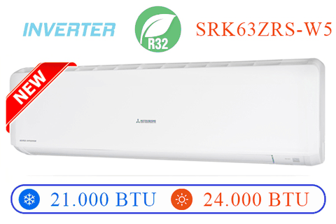 ĐIỀU HÒA TREO TƯỜNG MITSUBISHI HEAVY 2 CHIỀU INVERTER - SRK/SRC63ZRS-W5 - CÔNG SUẤT 21.000 Btu