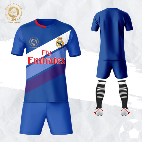Bộ Quần Áo Bóng Đá Real Madrid Màu Xanh Bích - Thun Lạnh Cao Cấp