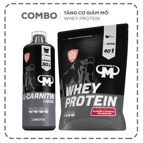 Combo Tăng Cơ Giảm Mỡ Whey Protein (Vị Dâu Phô Mai & Socola Chip)