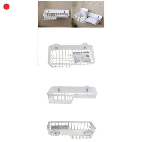 Giá để giẻ rửa bát 2 ngăn dạng lưới màu trắng Inomata