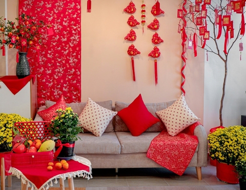 Cách trang trí nội thất phòng khách ngày Tết 2024