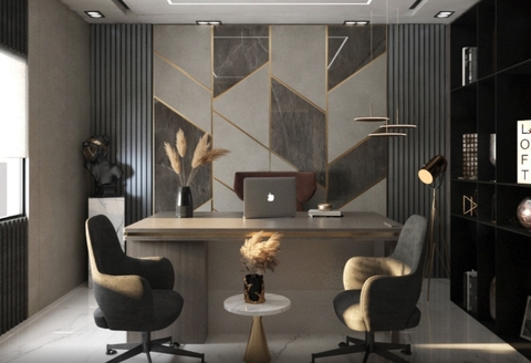 Thiết kế nội thất phòng làm việc giám đốc với phong cách hiện đại và nội thất Châu Âu