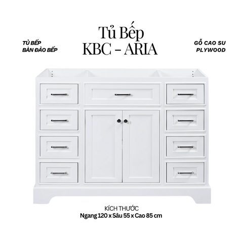 Khung Tủ Bếp & Đảo Bếp Gỗ Aria màu trắng 48inch