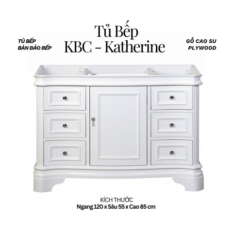 Khung Tủ Bếp & Đảo Bếp Gỗ Katherine màu trắng 48inch