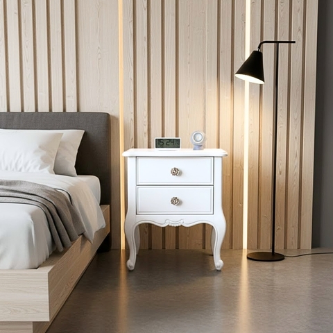 Tủ đầu giường tân cổ điển tay nắm hoa hồng