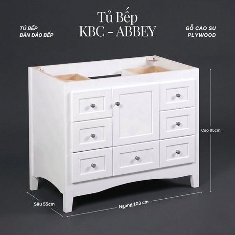 Khung Tủ Bếp & Đảo Bếp Gỗ Abbey màu trắng 42inch