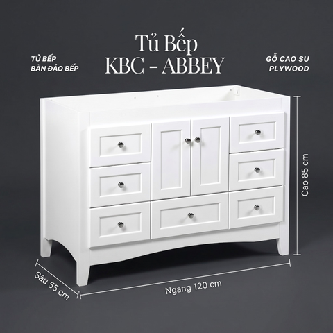 Khung Tủ Bếp & Đảo Bếp Gỗ Abbey màu trắng 48inch