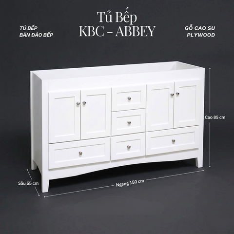 Khung Tủ Bếp & Đảo Bếp Gỗ Abbey  màu trắng 60inch