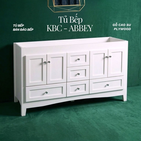 Khung Tủ Bếp & Đảo Bếp Gỗ Abbey  màu trắng 60inch